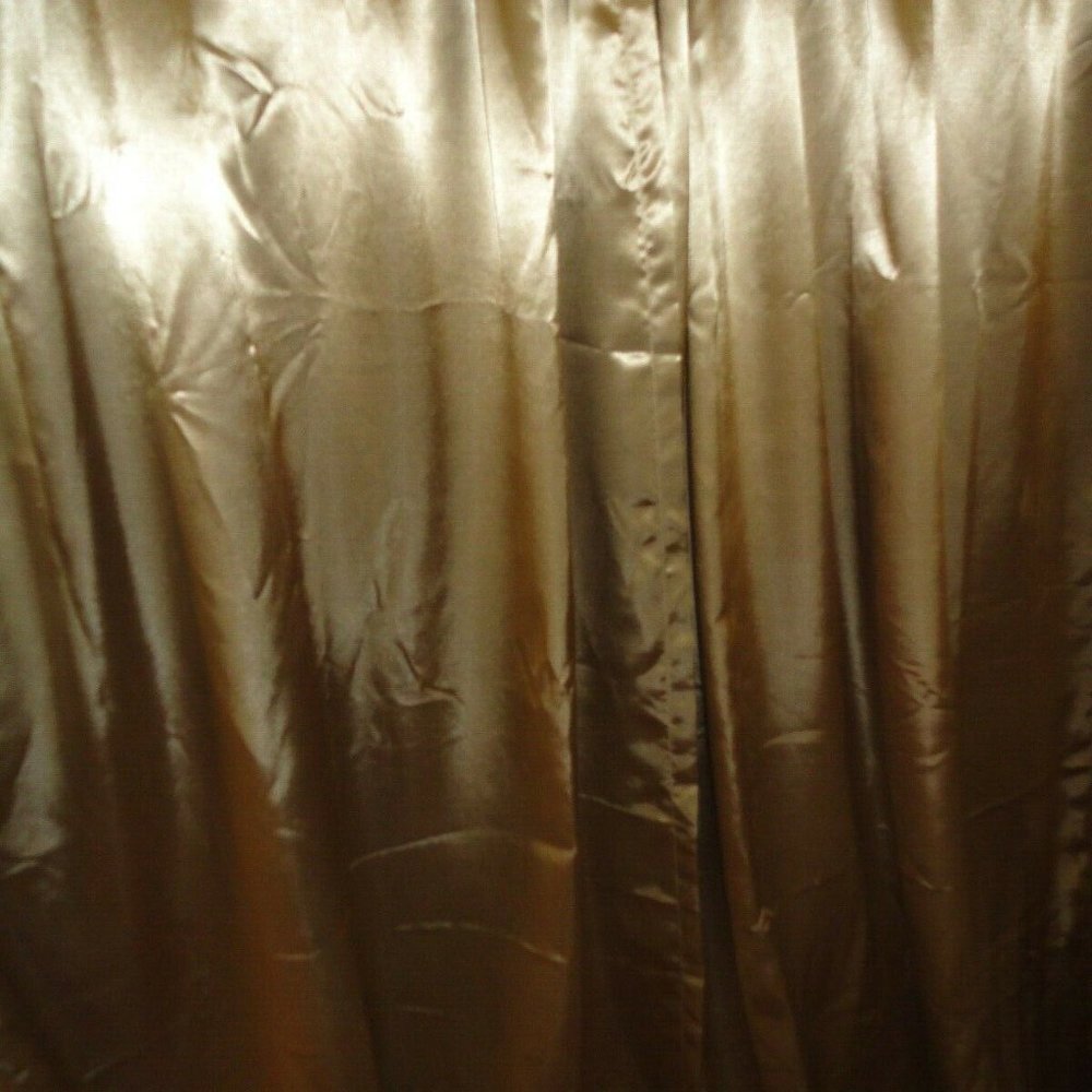 Set of 3 Panels Shiny Satiny Tan / Biege Curtain Panels 39" x 84" Rod Pocket